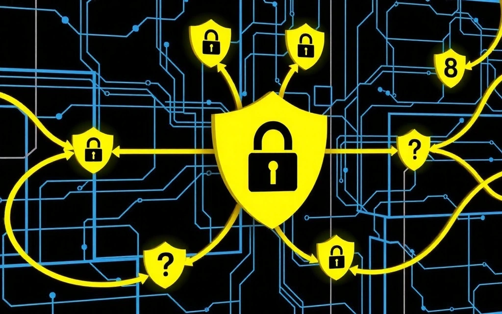 Digitale Sicherheitsnetzwerke und Schutzschilde, die Datensicherheit symbolisieren