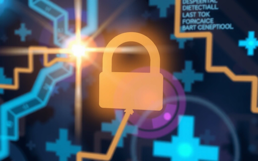 Ein stilisiertes Schloss-Symbol vor einem digitalen Hintergrund, das Datenschutz und Sicherheit repräsentiert.