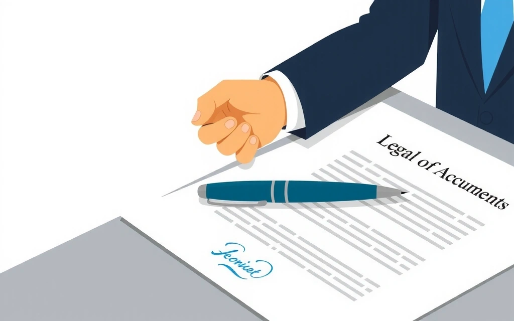 Illustration of legal documents and a handshake, symbolizing terms and agreements